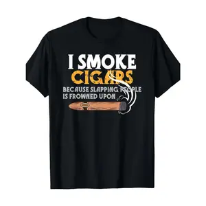 Men'S & Women'S Funny Cigar Smoking Graphic T-Shirt - % Crew Neck Short Sleeve Tee with "I Smoke " Slogan & Cigar Design - Black & White Print