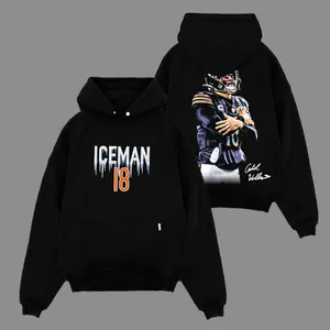 Caleb Williams No. 8 - Ice Man "Cold" Celly Designed Hoodie Sweatshirt T-Shirt for Cubs (Made in USA), Cubs Fan Apparel, Cubs Fan Shirt, Gift for Fans, Football Pattern Hoodie