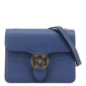 Pre-owned GUCCI Leather Crossbody Bags Interlocking GG Crossbody Bag Blue 510304