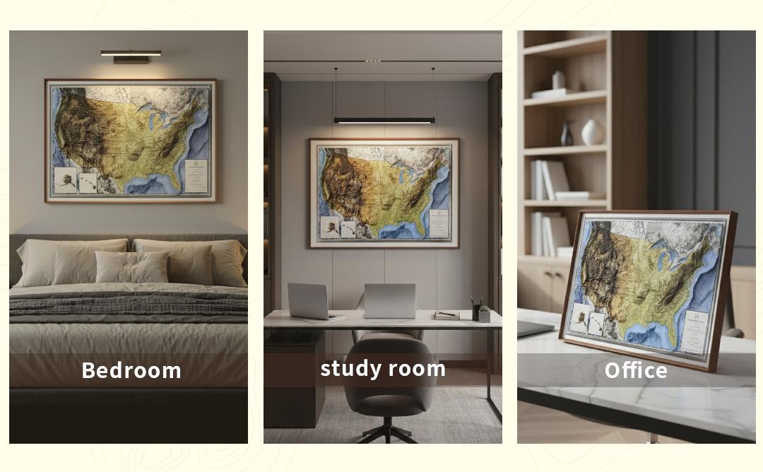USA 3D Relief Map Wall Art