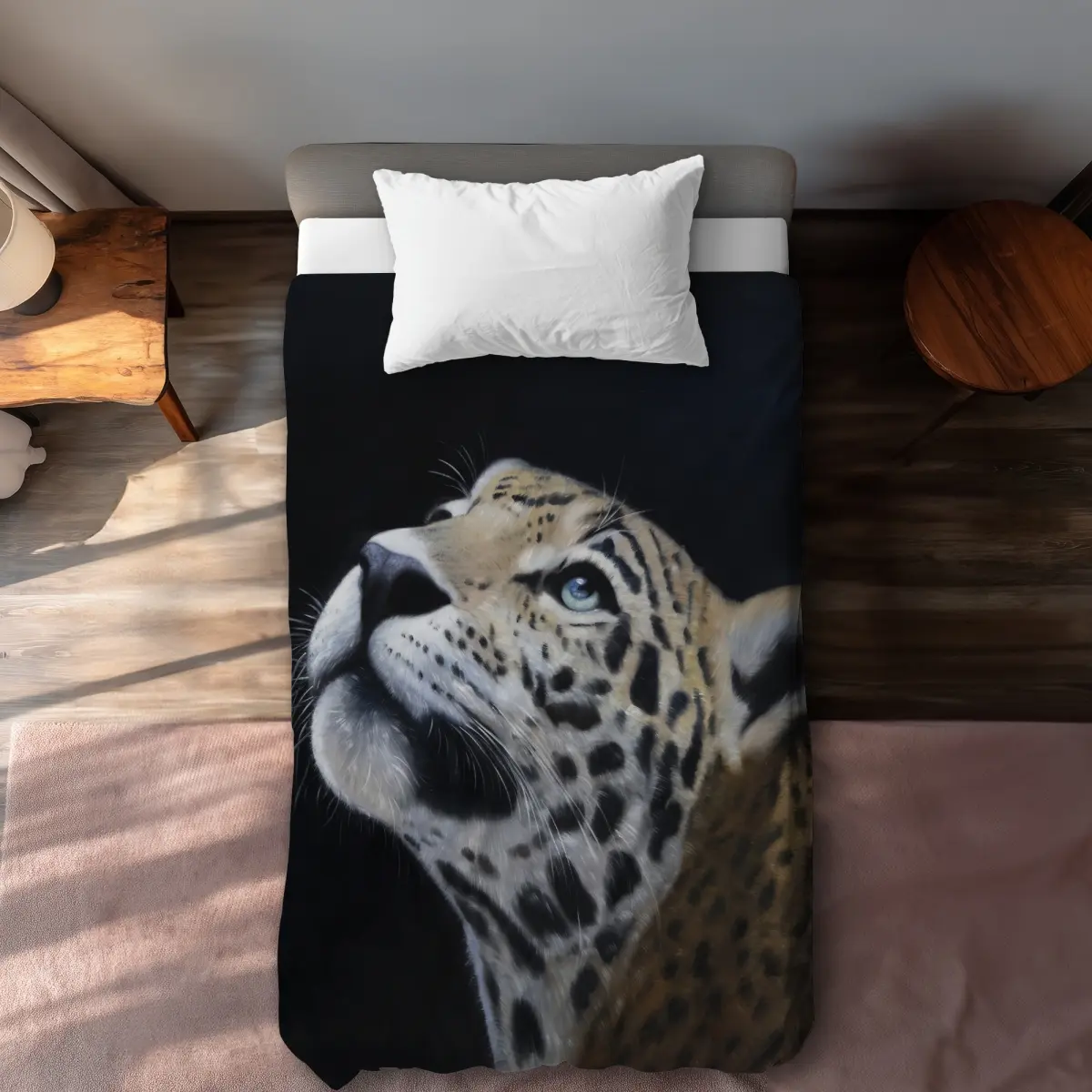 360 stand Twin Size Microfiber Duvet Cover with Microfiber Print, Hyperrealism Realistic Leopard Face Wildlife Art Animal Theme, Brown Home Decor Bedding for Twin Size Beds - C1DCTSW020O77Q, Decorative, Bedroom, Hyperrealist, Bedding Decor, Animal Theme D
