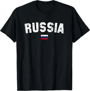100%cotton RUSSIA Flag Vintage Russian Flag RUSSIA T-Shirt