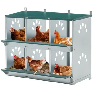 DOMISO Chicken Nesting Box, 6 Room Metal Nesting Boxes for Poultry, Galvanized Steel Multi-Room Chicken Coop Box, Easy to Install, Easy to Wash
