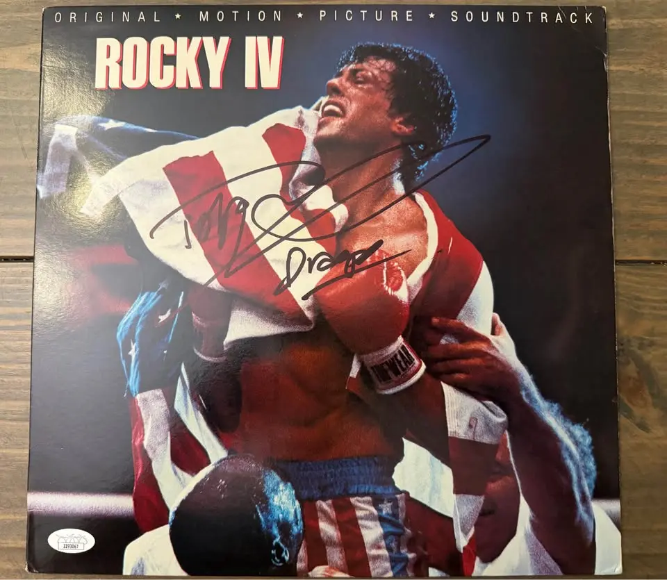 🥊🎬 Autographed Rocky IV Original Motion Picture Soundtrack Vinyl – Signed & Inscribed “Drago”