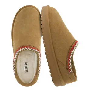 CUSHIONAIRE Women's Keto Slip-On Suede Mule Slipper - Cozy & Stylish, Memory Foam & Faux Fur Lining -Chestnut 8.5