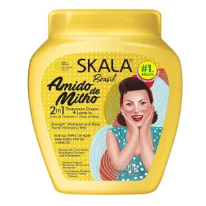 SKALA Brasil Amido de Milho 2-in-1 Treatment Cream and Leave-In Conditioner Nourishing Care and Smooth Alignment for All Hair Types, 35.2 oz