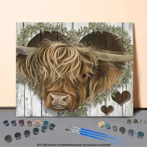 Highland Cow Pattern DIY Painting by Numbers Kit without Frame, DIY Paint by Numbers, Wall Art Decor for Home Living Room Bedroom