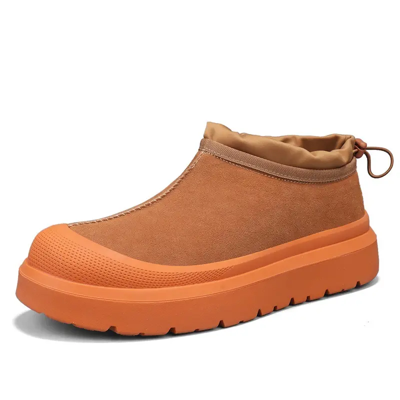 Stylish Men's Tan Suede Platform Slip-On Shoes Thick Non-Slip Sole Suede Upper Drawstring Detail Fashionable Casual Everyday Wear Streetwear Outdoor Errands Boy Footwear Training Sneaker 0820 Brown
