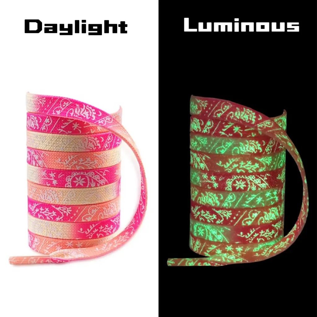 2024 Luminous Luxury Mixed  Color Gradient Flat Shoelaces for sneakers , Glow In The Dark, Fluorescent Laces, Colorful  Luxury Shoelaces, Shoe Accessories, Shoelaces Replacement, Gifts For Others Footwear Comfort