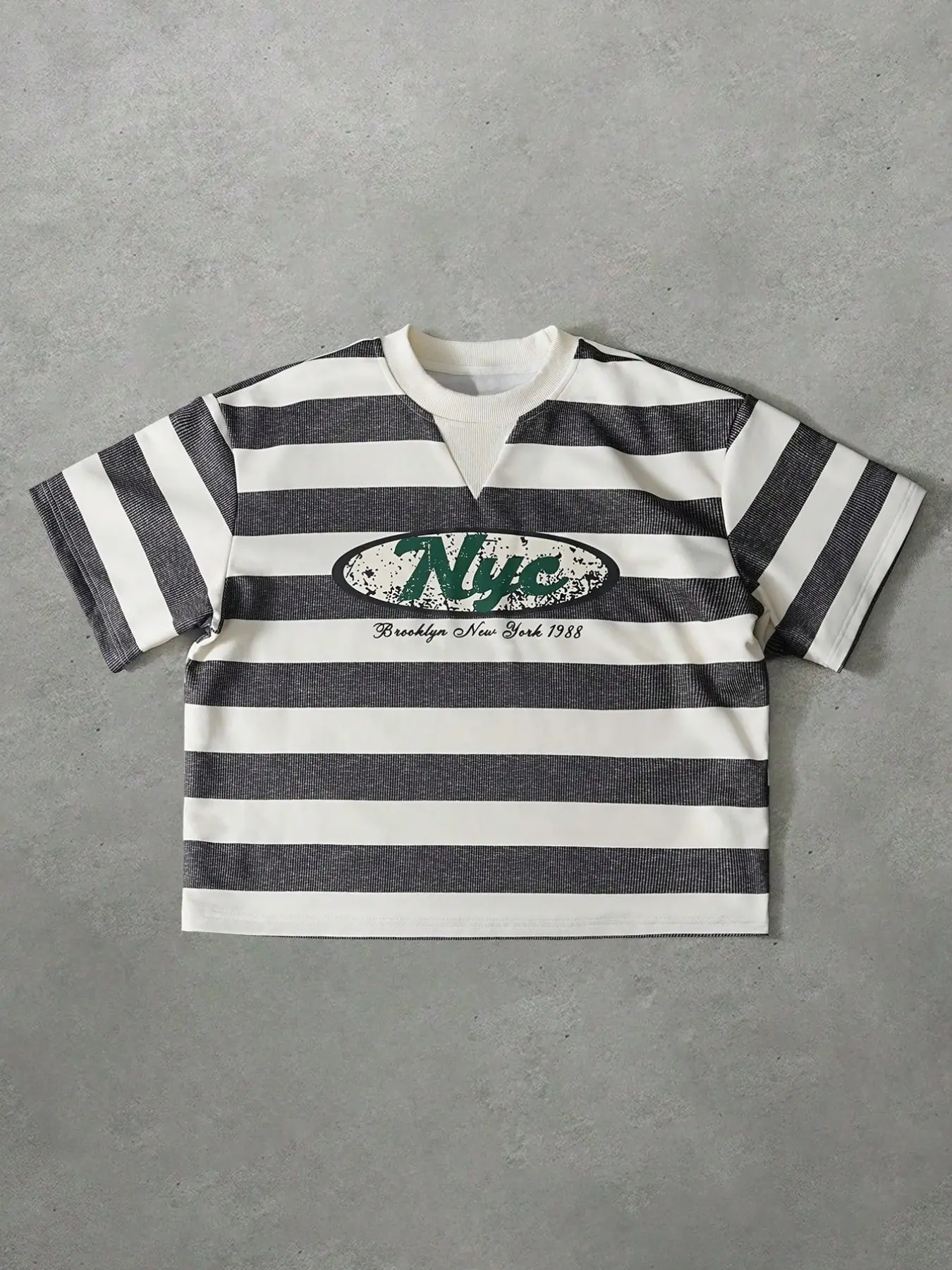 Men's Thick Striped Color Block Nyc Pattern T-Shirt Top, Round Neck, Vintage, Casual, Valentine's Day, Spring Summer, Boyfriend Gift, Streetwear, Party, St Patrick's Day