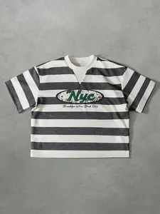 Men's Thick Striped Color Block Nyc Pattern T-Shirt Top, Casual, Valentine's Day, Spring Summer, Boyfriend Gift, Streetwear, Party, St Patrick's Day