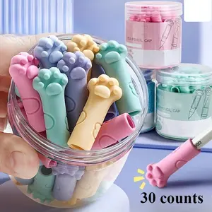 30 Cute Cat Paw Erasers, Candy Colors, Durable PP Material, Suitable for School, Office, Home, Compatible with Pens, Pencils, Markers, Writing Stationery