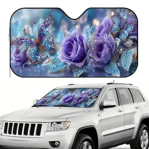 1pc, Butterfly Dream Blossoms Print Front Windshield Sun Shade for Car, Foldable Sun Visor, Car Window Shades, Keeps Vehicle Cool During Long Trips, Daily Commuting, and Parking in the Sun