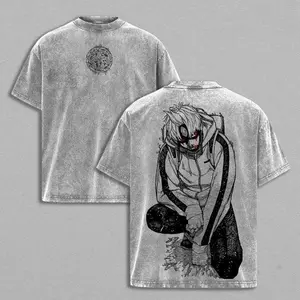 Vintage Washed Hunter x Hunter Killua Zoldyck Double Sided T-Shirt, Oversized Retro Distressed Anime Graphic Tee, Harajuku Streetwear Y2K Aesthetic, 100% Cotton Casual Short Sleeve Top, Japanese Manga Godspeed Print Summer Outfit for Men Women, Shortsleev