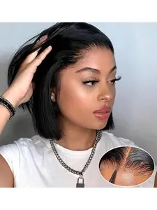 Glueless Human Hair Pre Plucked Bob Wig, Body Wave 5x5 Closure, HD Lace Front, No Glue, Elastic Band, Beginner Friendly Wigs for Women