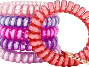 6-Pack Fun Coil Shape Key Wristlet Bracelets, Durable Elastic Fashion Key Holders, Candy-Colored Spiral Keychains & Hair Tie Wristbands, Convenient Versatile Accessory for Gym, Outdoor Use