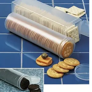Transparent sealed food storage container with flip lid - reusable plastic kitchen organizer box, suitable for pasta, cookies, snacks - space-saving stackable design, hand wash only