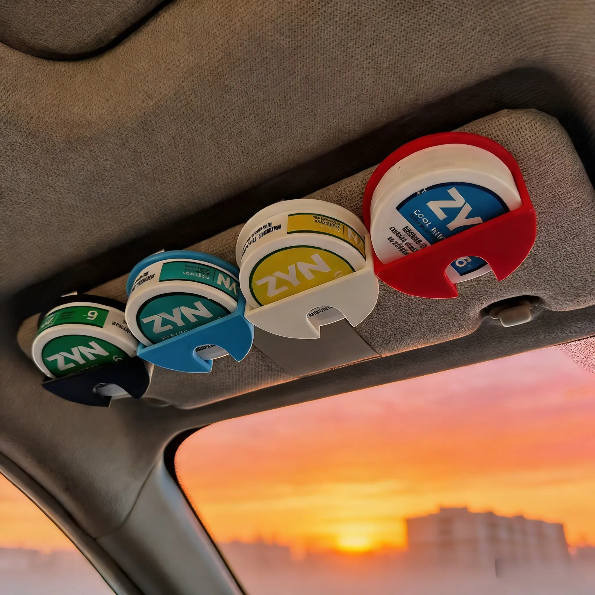 Upgraded Car Interior Visor Dip Can Holder - Strong ABS Car Accessory, Tool-Free Mount, Sleek Durable 3D-Printed Clip-On Black Holster, Universal Fit for ZYN, KILLA, FOX, VELO, ZONE, PABLO & Major Dip/Nicotine Pouch Cans, Fathers Day Gift Idea, Men's Acce