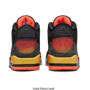 Bold All Matte Black Mid Cut Court Basketball Sneakers Full Smooth Leather Metallic Gold Side Accent Gradient Orange Red Heel Shock Absorb Translucent Orange Crystal Anti Slip Outsole All Game Day Comfort Retro Lifestyle Trainers For Men Women
