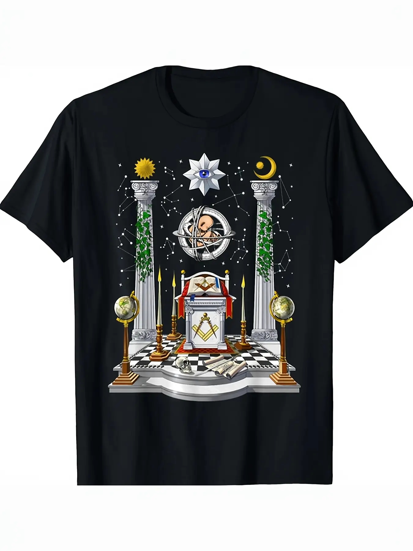 Graphic T-Shirt for Men'S Masonic Lodge, Featuring unisex soft cotton short sleeve t shirt, vintage graphic casual tee for men women teens, perfect birthday holiday gift for camping travel gym daily street casual wear
