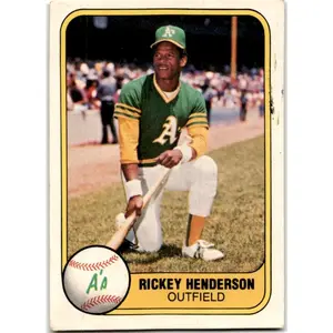 1981 Fleer #574 Rickey Henderson Oakland Athletics Baseball Trading Card, Collecting Card PYP1314, Trading Cards