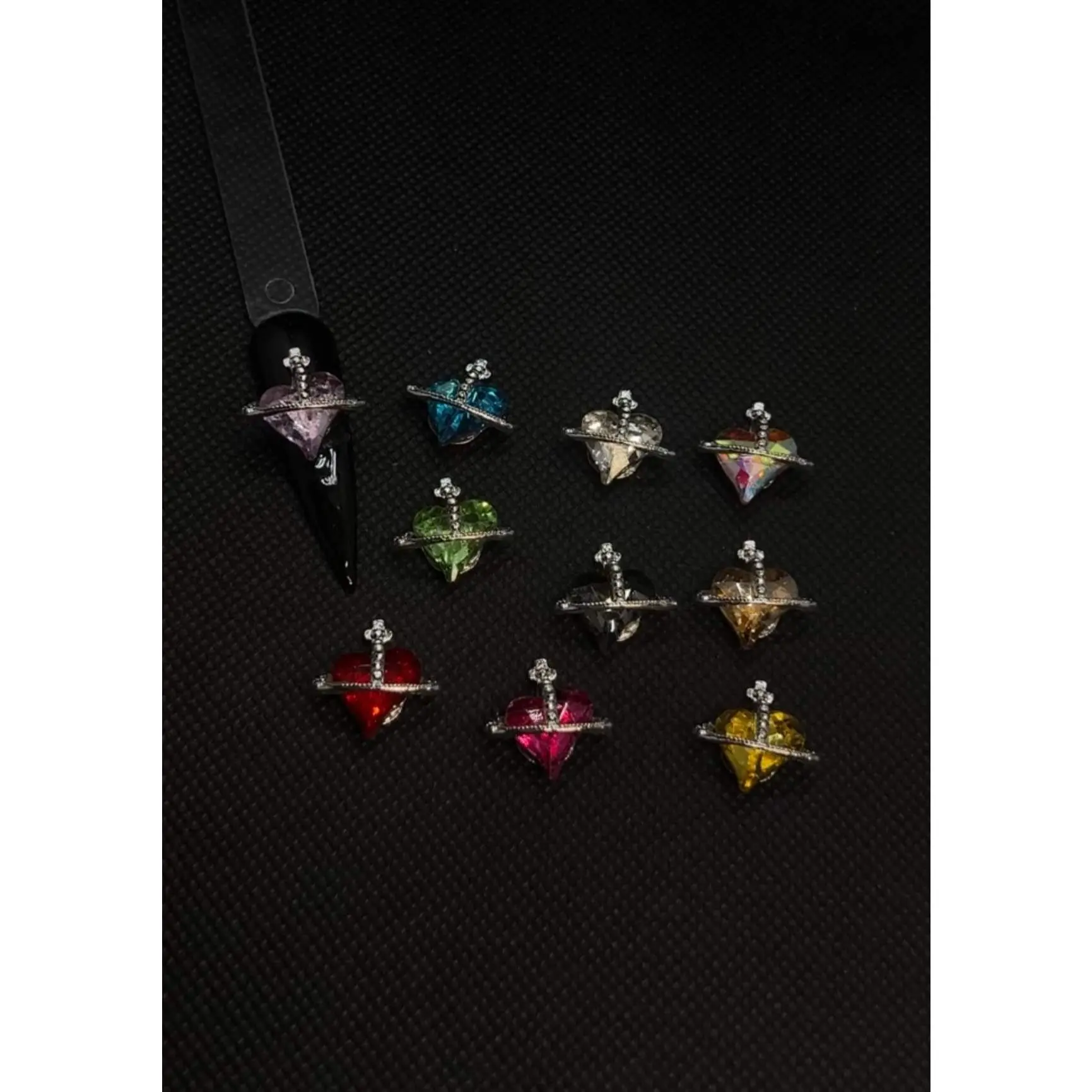 5 Pc Heart Charms Mix Color for Nail Art
