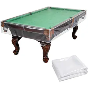 2-Pack Waterproof Pool Table Cover for 7ft Billiard Tables, 4Mil Thick Reusable Dustproof Clear Plastic Cover for Outdoor Storage & Moving Protection, 92"x 53"x 8"
