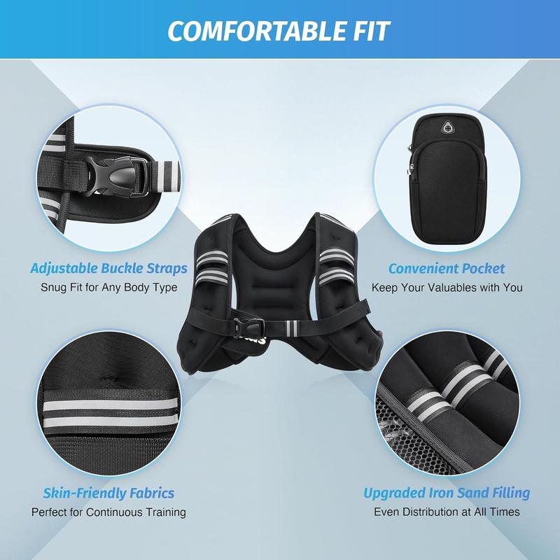 【Jumpstart Sale】ZELUS Weighted Vests,6/8/12/16/20/25/30lbs weight vest with Detachable Phone Pouch&Reflective Stripes&Adjustable Straps| Exercise Equipment & Workout Enhancer for Motivational Walking,Weight Training, Running, Rucking||Fashion Fest