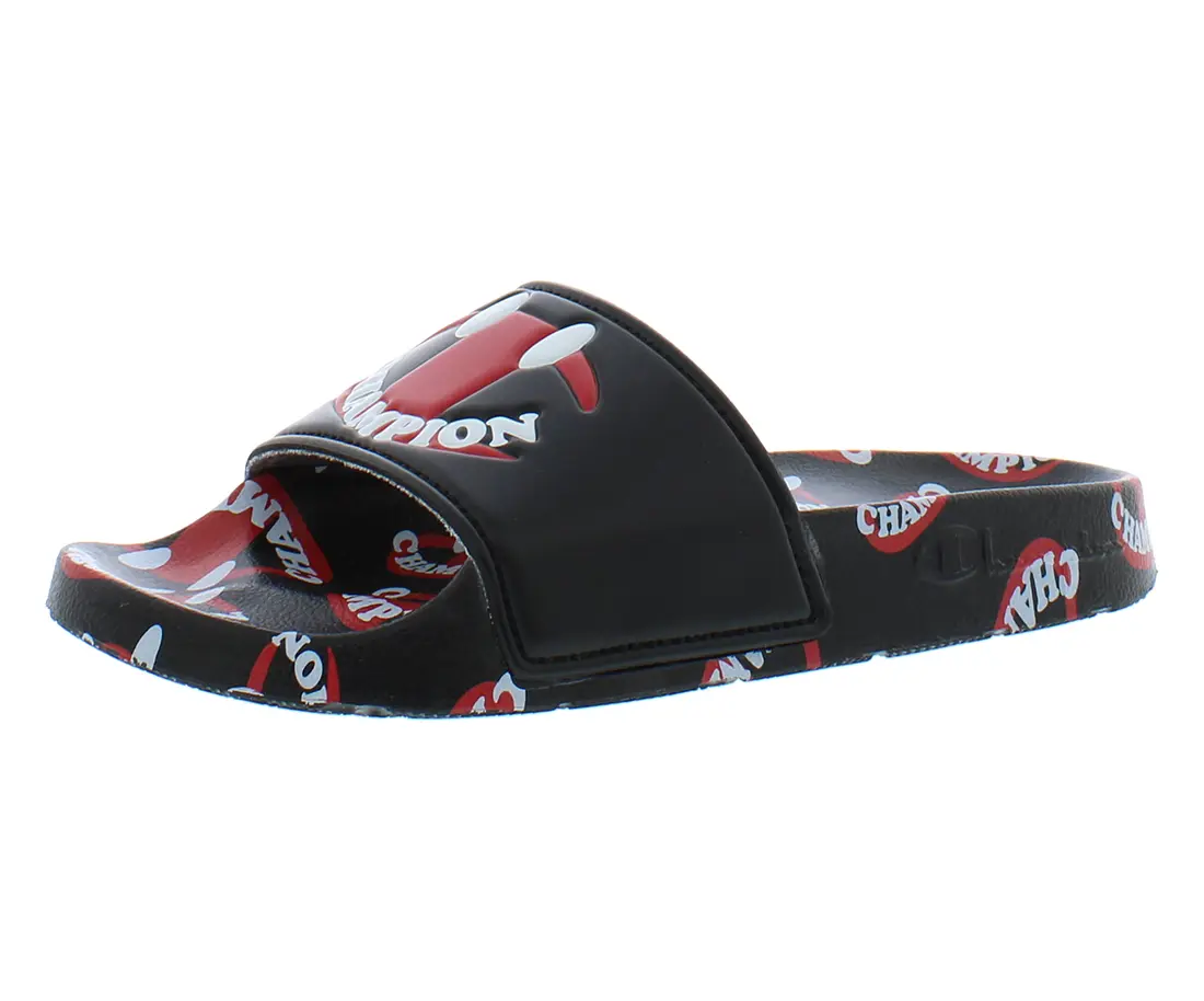 Champion IPO Smile Slide PS Kids' Casual Sport Shoes for Boys, Round Toe, Flat Sole, Logo Print, Casual Wear