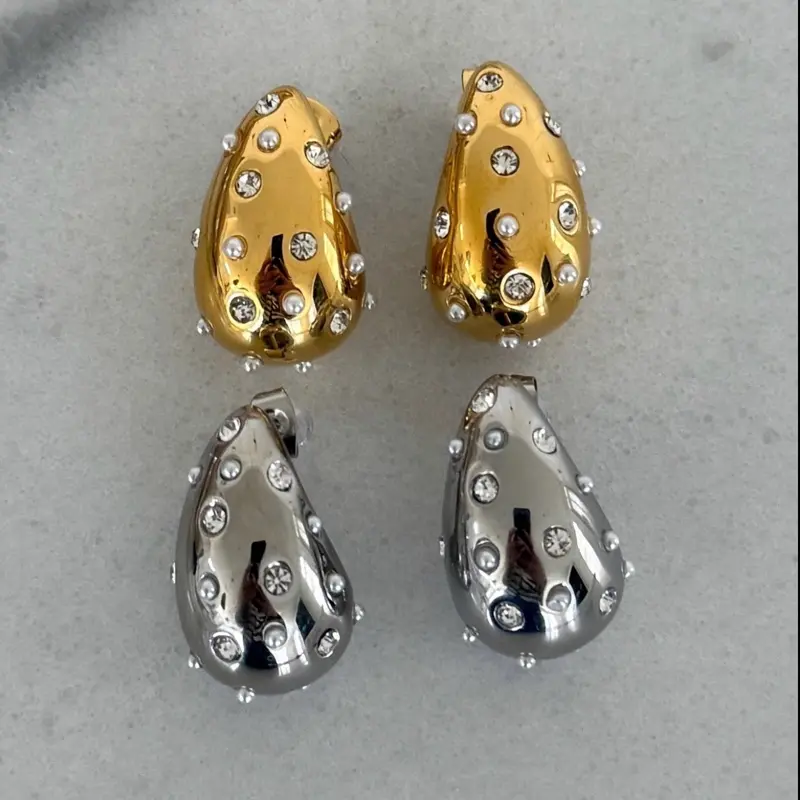 JAZ EARRINGS - Earrings with Gold and Silver Finish, Featuring Decorative Elements and Unique Design