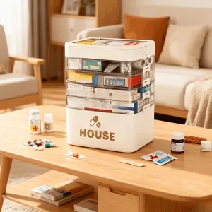 5-Layer Clear Plastic Storage Box with Handle, No Assembly Required, Multifunctional Organizer for Sewing Tools, Hair Accessories, Art Supplies and Medical Storage privacy pouch house organizers wash rack