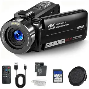 4K Camcorder Video Camera, 80MP  Vlogging Camera for YouTube with IR Night Vision, 18X Digital Zoom, 3.0" IPS Screen, SD Card, 2