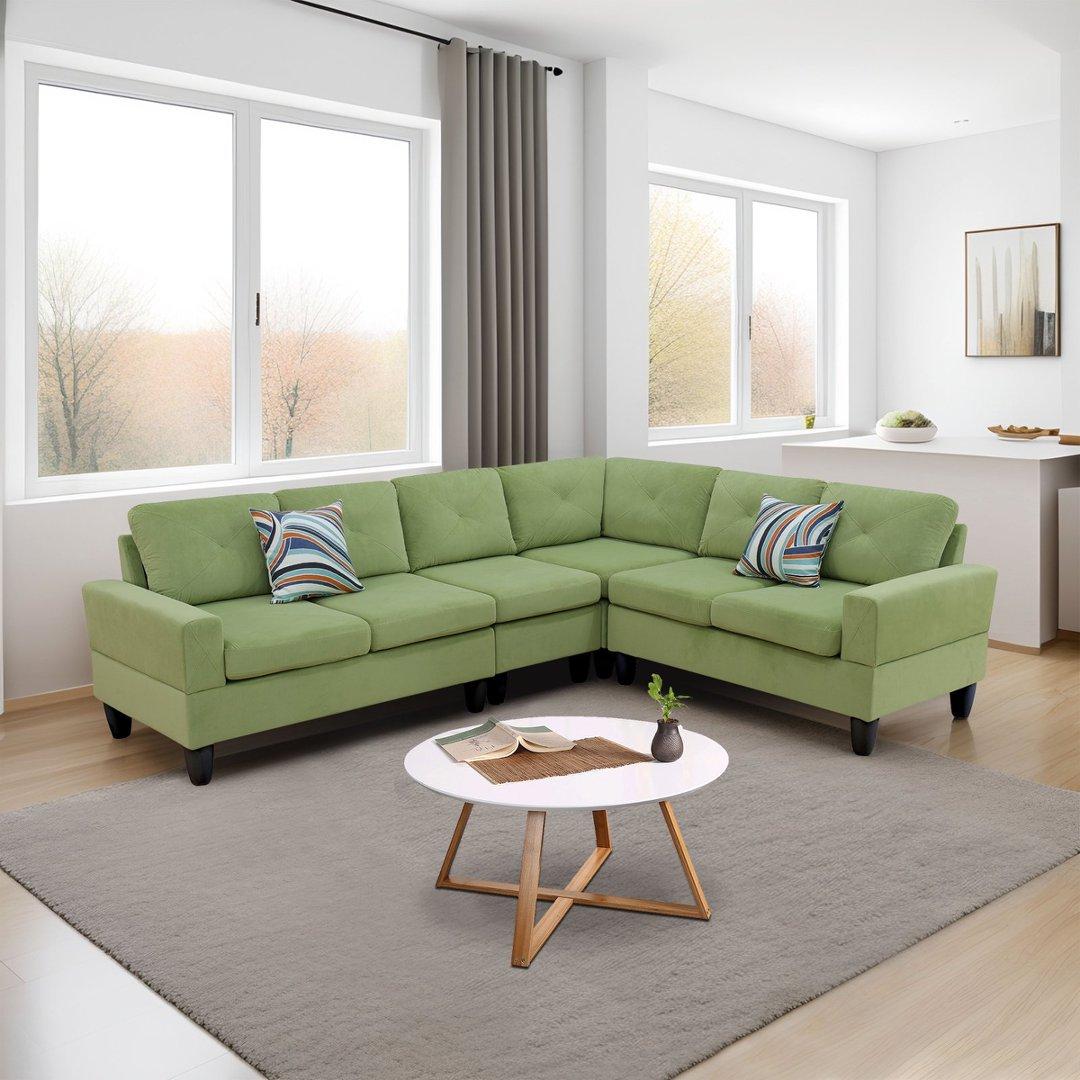 Apple-Green Massa Flannel 4-Piece Couch Living Room Sofa Set