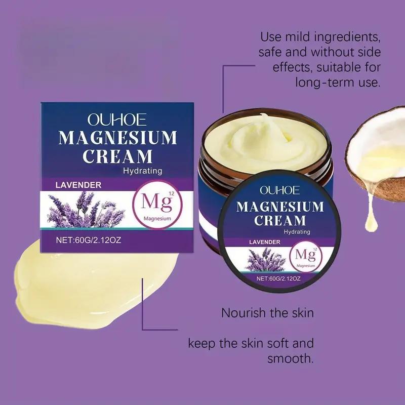 Buy One Get One Free Lavender Magnesium Cream with Scraping Board, Contains Hyaluronic Acid and Coconut Oil, Moisturizes, Smooths, Firms Skin, Suitable for Hands, Feet, and Abdomen, Daily Skincare, Body Lotion, Moisturizer