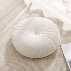 Floor Pillow Meditation Cushion Round Large Floor Pillows Seating for Adults,  Thick Floor Cushions for Yoga Living Room Balcony Outdoor Tatami 18inches(Beige)