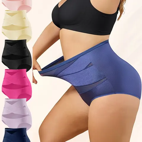 Women’s summer set, 6-piece seamless high-waist outfit featuring a tummy-control waist trainer shapewear top, butt-lifting shorts, postpartum shaping underwear, minimalist women’s shorts, soft, skin-friendly, breathable triangle briefs; women’s clothing