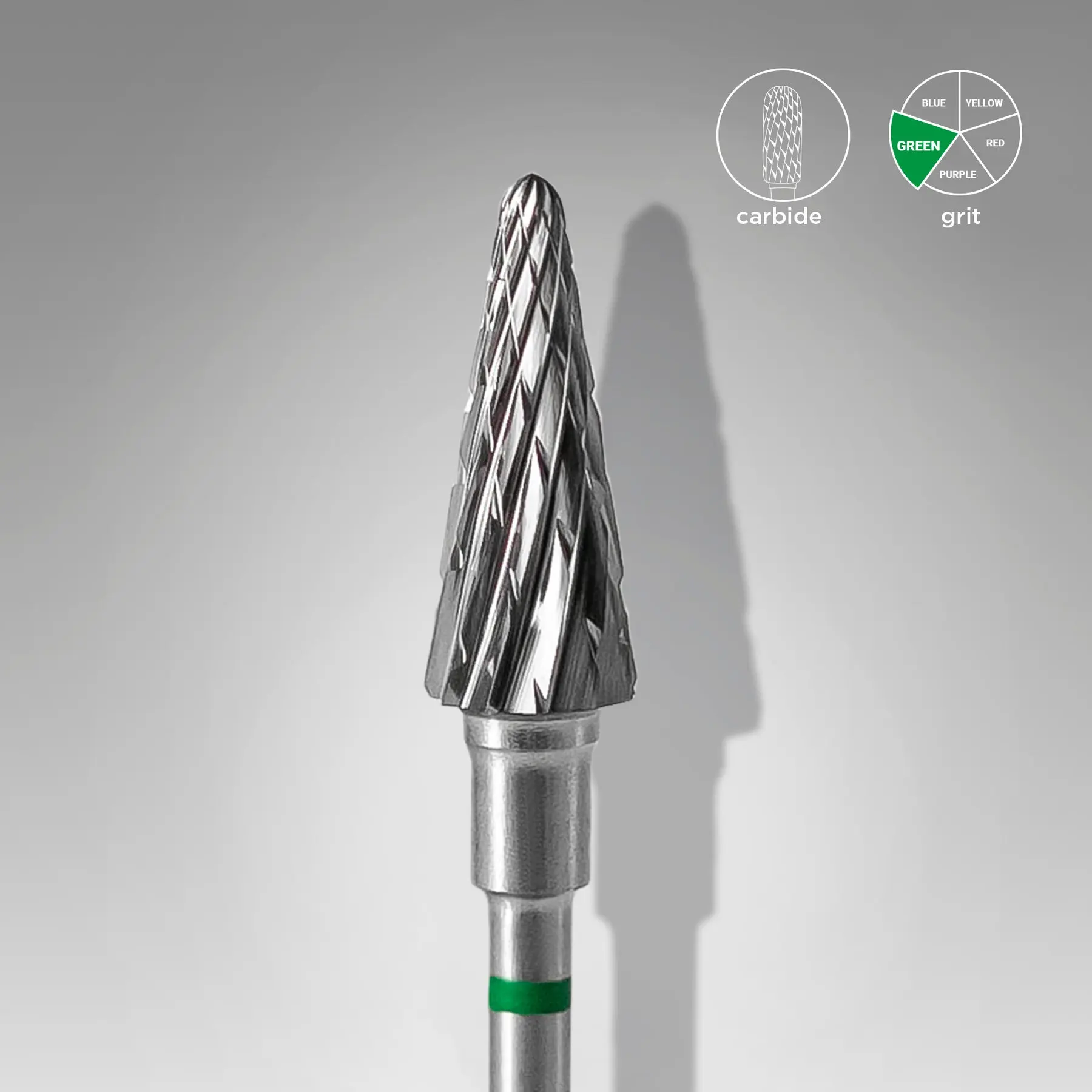 STALEKS PRO Carbide nail drill bit (cone) green | Head Diameter 6 mm | Working Part 14 mm