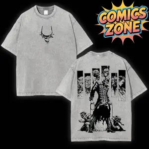 [Comics Zone] The Bat Who Laughs 2.0 Retro Oversized Heavyweight Cotton Vintage Washed Tee, Comics Superhero Shirt, Classic Movie Lover T-shirt For Men, Movie Buff Tee, Film Fan Gift, Vintage Film Buff Gift Shirt For Superhero Fan Menswear Top NHX
