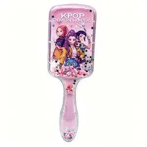 K-POP Witcher Girl Group Square Cushion Comb, Cartoon High-Value Long Handle Flowing Sand Hair Comb, Universal Comb