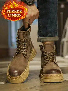 Men's Winter Boots For Men Ankle Boots Men's Leather Chukka Boots Suede Breathable Biker For Men Footwear Retro Comfortable Snow Boots Vintage Style Boots Plus Size Footwear Size 12 13 14 Men's Shoes Uk Waterproof Boots