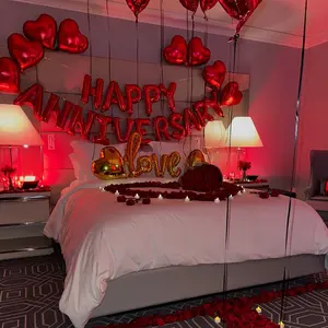 Anniversary Decoration Banner, Gold Heart Foil Balloons, 1000 Silk Rose Petals, Wedding, Valentine's Day, Singles Party, Birthday Decor