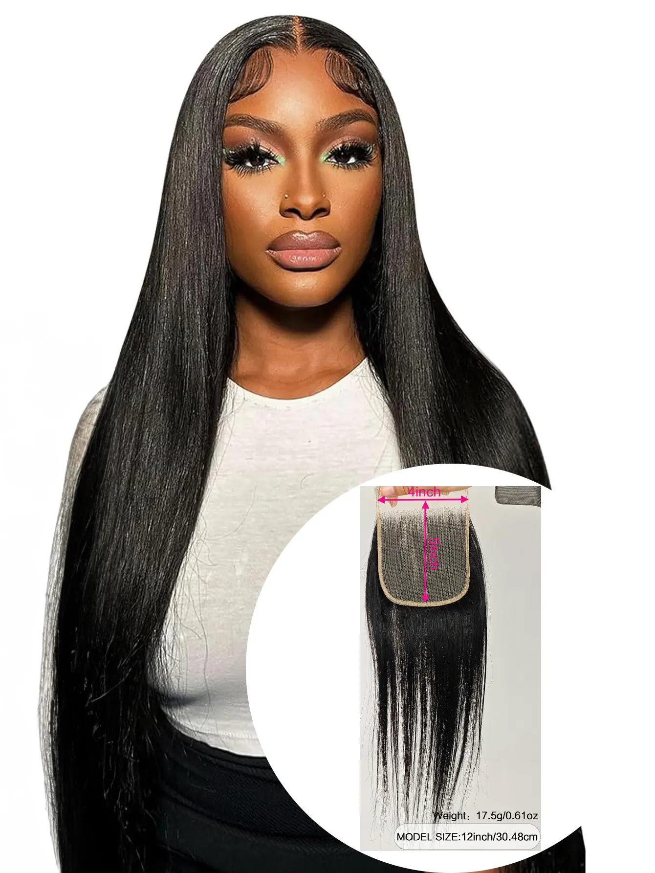 Human Hair 4X5 HD LACE CLOSURE 12”,HD LACE CLOSURE 4x5 Closure Brazilian Straight Lace Closure Lace Closure Human Hair Lace Closure Free Part  Natural Black Hair Color Natural Black(12 inch Straight, Free Part