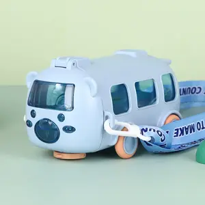 500ML Kids Toy Car Sippy Cup Children'S Bus Plastic Water Bottle Student Drinking Kettle with Straw for Boys Girls School Home Does not apply