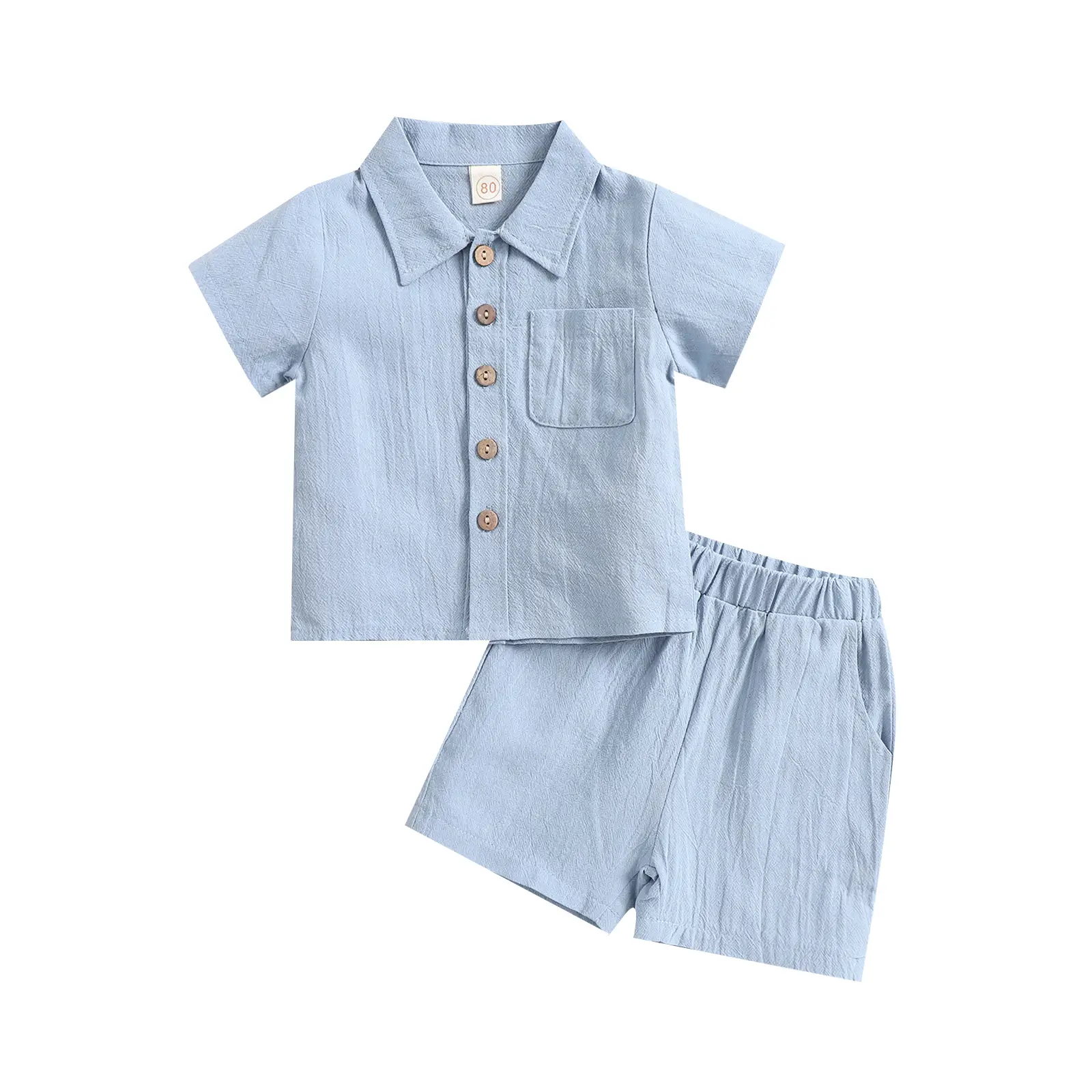 Baby Boy Summer Clothes Toddler Infant Short Sleeve Solid Cotton Linen T-Shirt Tops Casual Shorts Set 2Pcs Outfits
