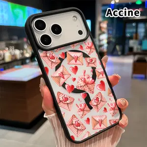 Magnetic Phone Case for iPhone 17 Pro Max 16 Plus 15 14 13 12 11 Air E Valentine‘s Day Envelopes of Love Transparent Acrylic Scratch-resistant skin-friendly feel Smartphone Cover