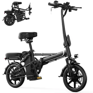 US 2025 Electric Bike for Adults 48V 10.4/15.6 Ah Folding Electric Bike 35/55 Mile Range 750W Peak Motor Up to 22 MPH, 14" 2 Seater Electric Bicycle with Multi-Shock Absorption, E-Bikes for Commute, Smart APP
