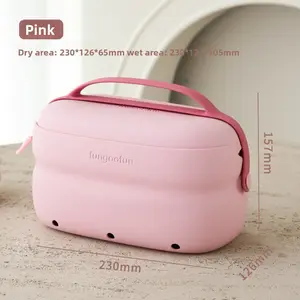 EVA Colorful Toiletry Bag for Travel - Waterproof Large Capacity Cosmetic Organizer with Wet/Dry Separation (Dopamine Aesthetic Style)