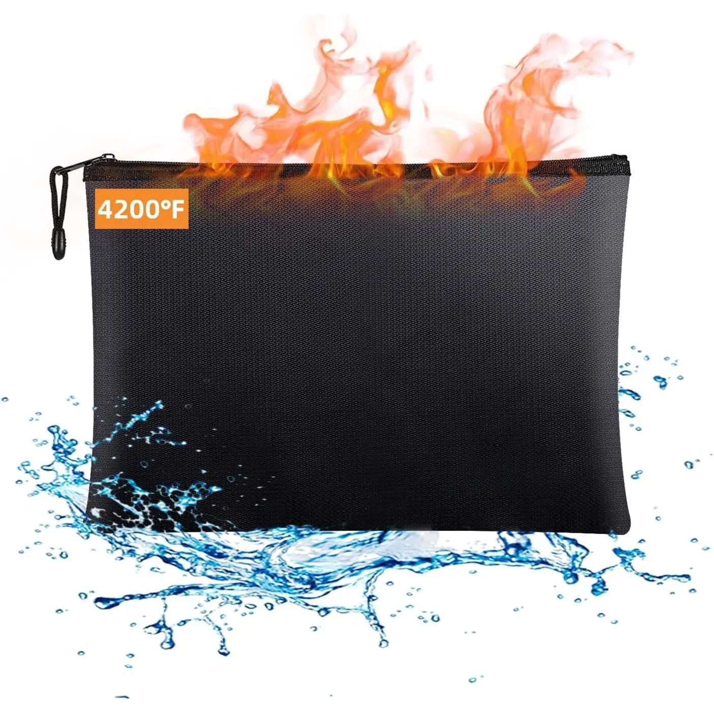 Fireproof Document Bags,14.2"x 10.0" and Fireproof  Bag with Aluminum Foil Lining,Fireproof Safe Storage Pouch with Zipper for Document and ,Black