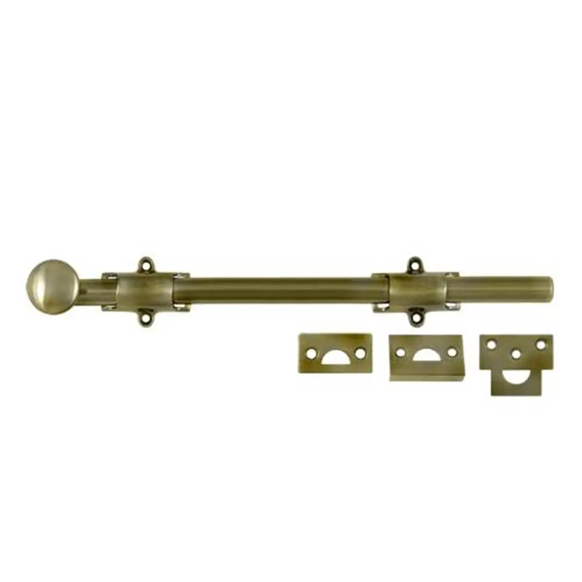 212 MAIN 12 in. Heavy Duty Solid Brass Weatherproof Surface Bolt with Strikes for Extra Security