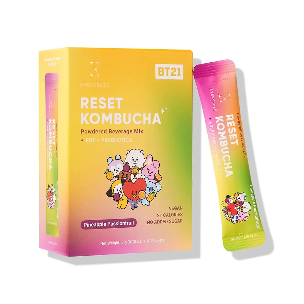Everydaze EVERYDAZE with BT21: Reset Kombucha, Pineapple & Passionfruit Flavor, 10pcs Everydaze EVERYDAZE with BT21: Reset Kombucha, Pineapple & Passionfruit Flavor, 10pcs